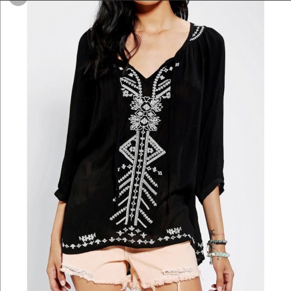 Ecote by Urban Outfitters Black Gauze top/tunic